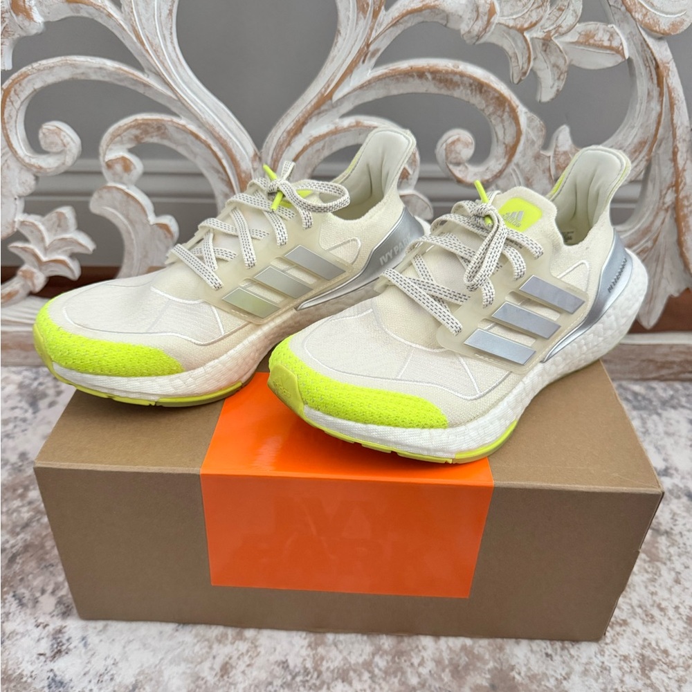 Adidas x Ivy Park Ultraboost  Cream and Neon Yellow Running Shoes